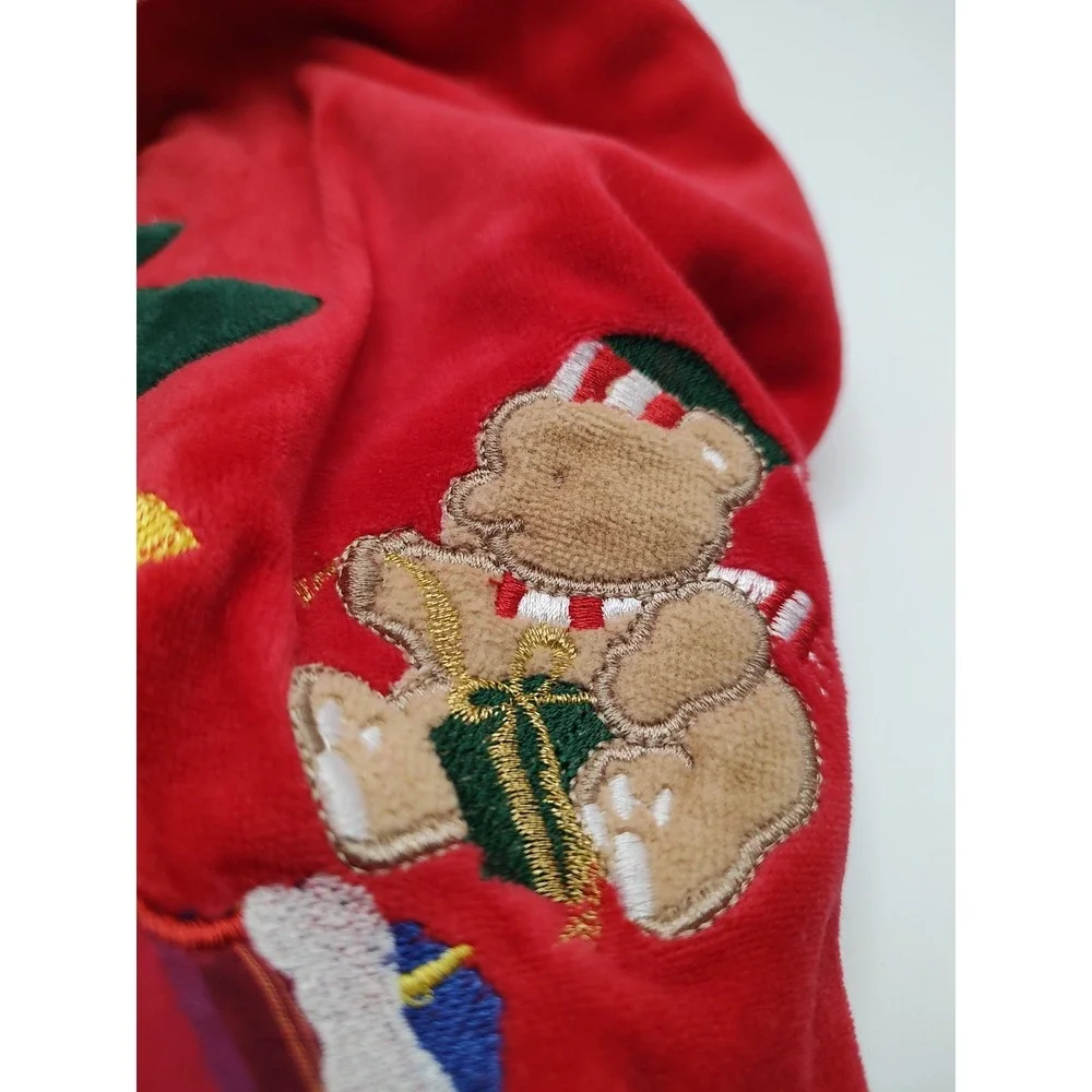 Vtg My First Christmas 9 Months Red Velour 1990s Baby Footie One Piece‎ Pajamas